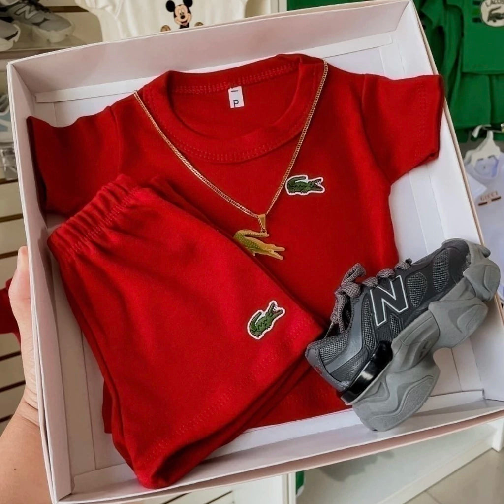 Conjunto baby Lacoste Vermelho
